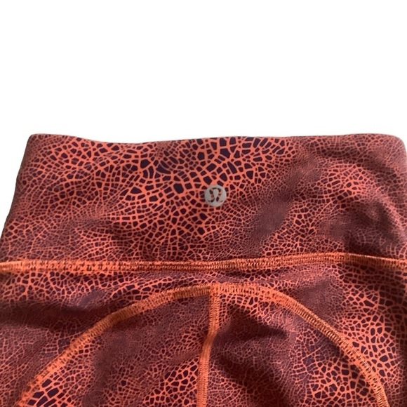 Lululemon Invigorate High-Rise Crop Leggings Crackle Glaze Vintage Orange Sz 0 - Picture 2 of 9